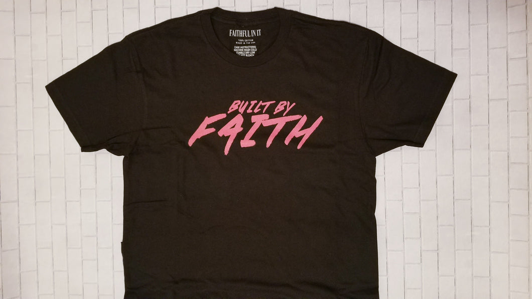 Built By Faith (Black with Red Writing)