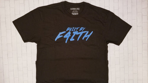 Built By Faith (Black with Blue Writing)