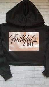 "Faithful In It" Rose Gold Crop Top Sweater