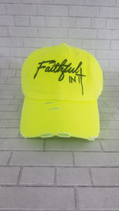 Faithful In It" Vintage Neon Yellow Dad Hat