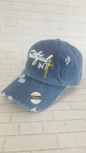 "Faithful In It" Denim Vintage Hat