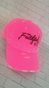 Faithful In It" Vintage Neon Pink Dad Hat