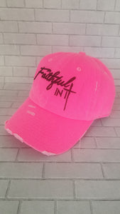 Faithful In It" Vintage Neon Pink Dad Hat